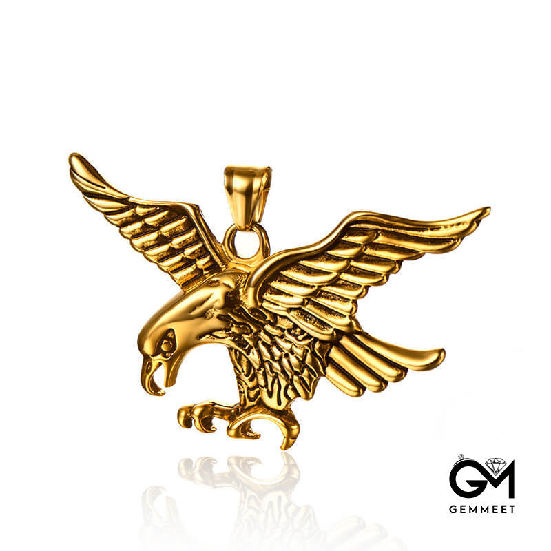 Titanium Steel Eagle Wings Plated Gold Necklace