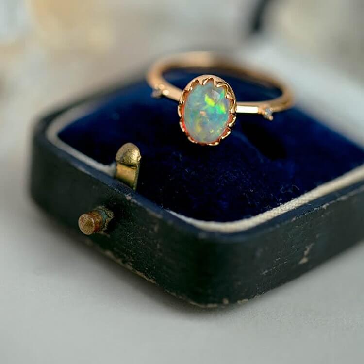 Retro Gold Opal Adjustable Ring