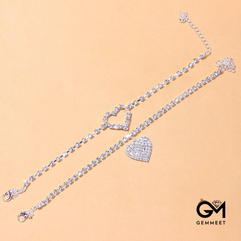 Retro Love Zircon Two-piece Anklet