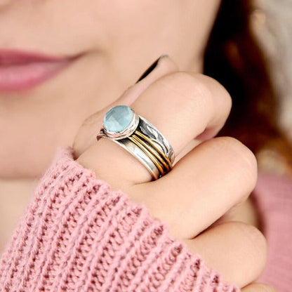 Boho Aquamarine Ring Inspired by Nature