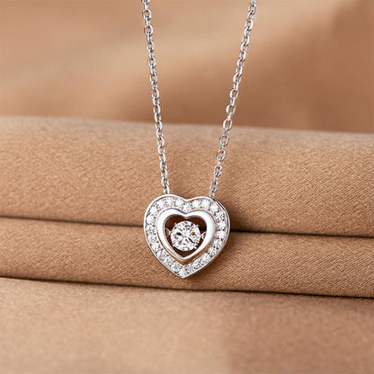 White Gold Hollow Heart Shape Beating Pendants Chains