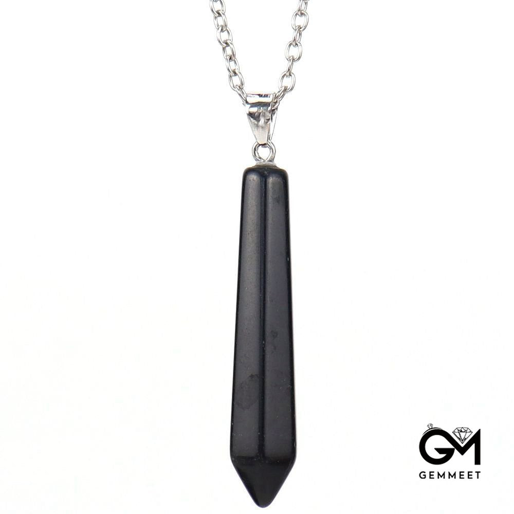 Obsidian Hexagon Pointy Pyramid Yoga Necklace