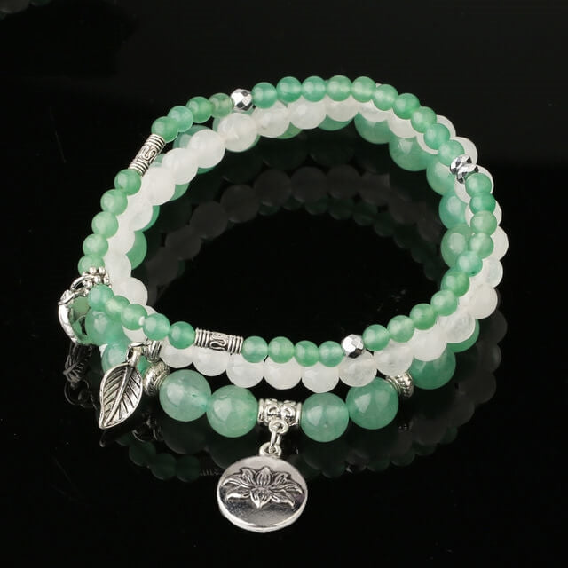 Stone Crystal Rose Three Row Bracelet