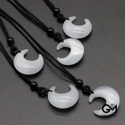 White Stone Moon Pendant Necklace