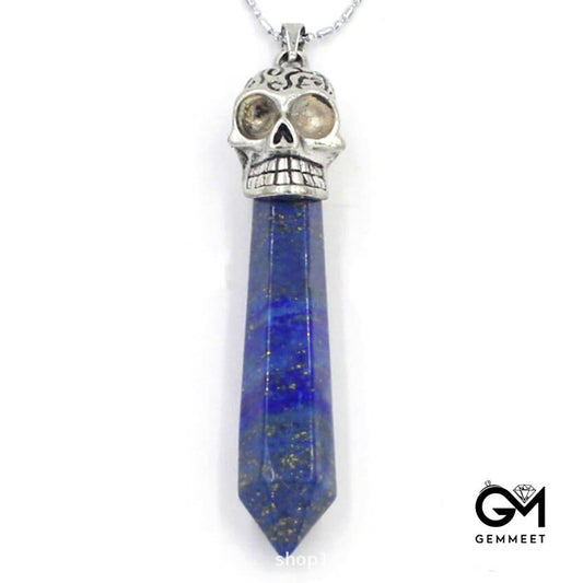 Lapis Lazuli Crystal Skull Hexagon Pendant