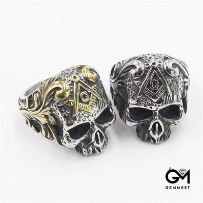 Two-tone Stainless Steel AG Skull Ring