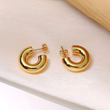 Golden Classic Daily Chunky Hoop Earrings