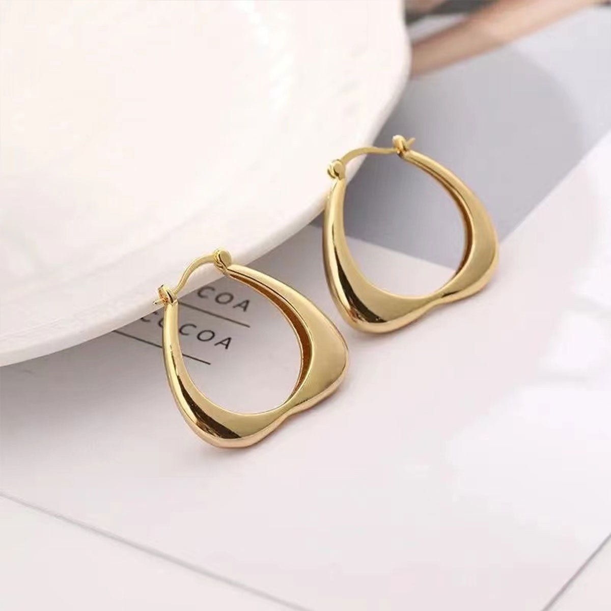 White Gold Dangle Heart Shape Hoop Earrings