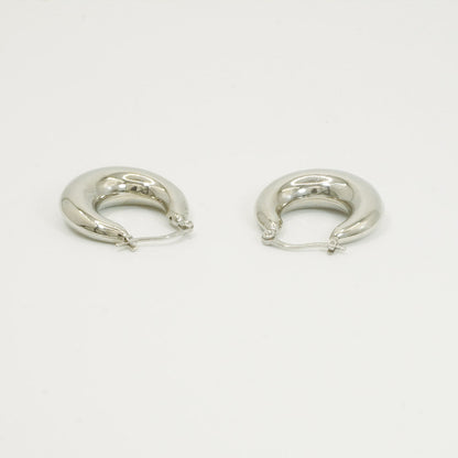 White Gold Chunky Hoop Earrings