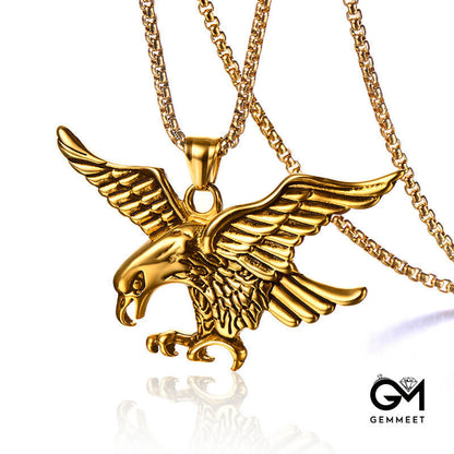 Titanium Steel Eagle Wings Plated Gold Necklace