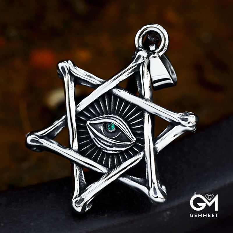 Hex Star Stainless Steel Devil's Eye Pendant