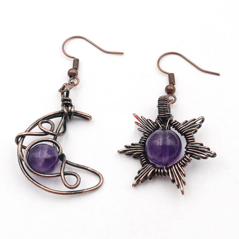 Vintage Hollow Moon & Star Dangle Earrings