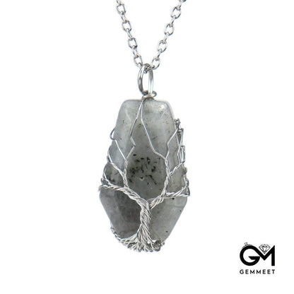 Octahedral  Crystal Wealth Tree Necklace