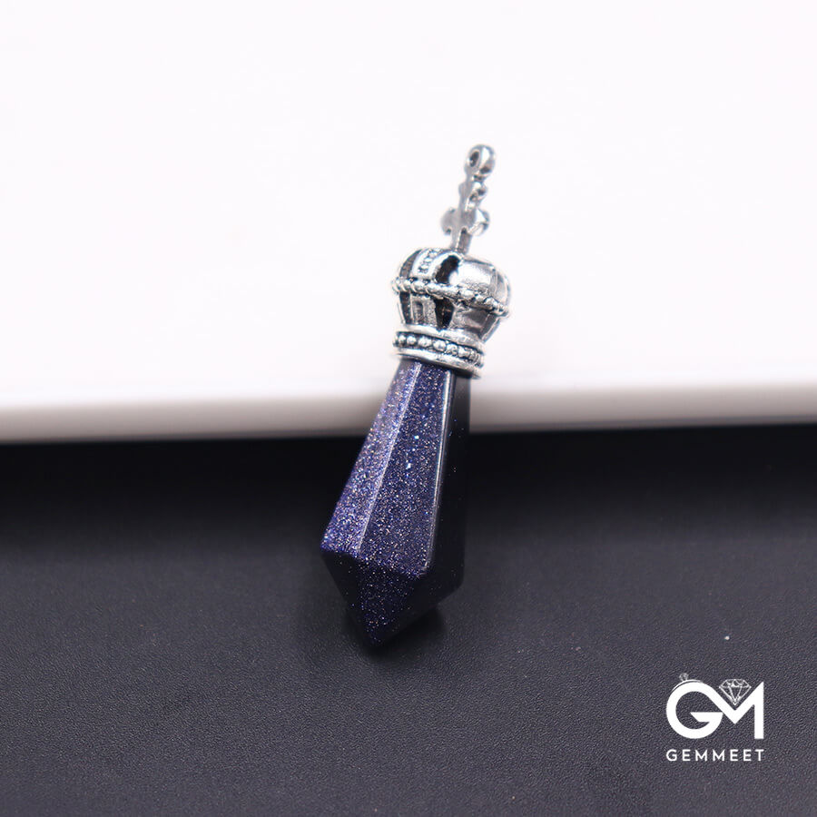 Blue Sand Stone Pendant Necklace