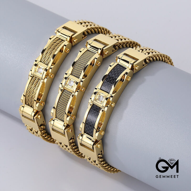 Stainless Steel Zircon Bracelet for Men