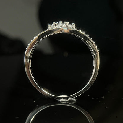 White Gold Crown Shape Full Stones Band Ring