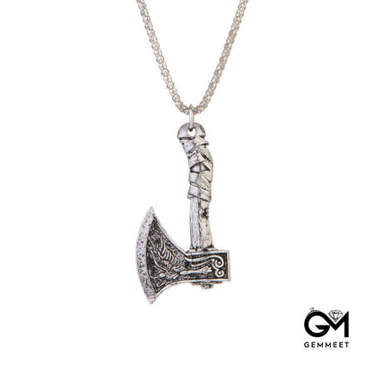 Double-sided Odin Keltron Raven Axe Necklace