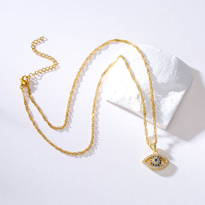 Hollow Evil Eye Full Stones Pendant Necklace