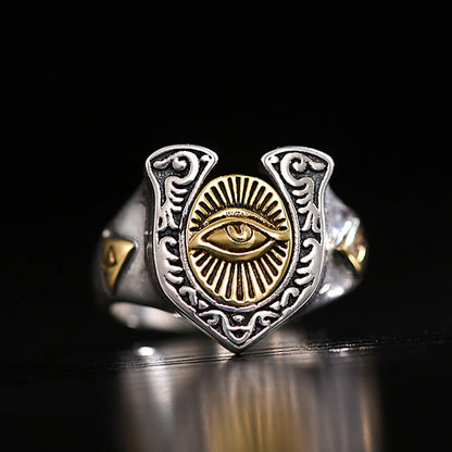 Men's Eyes Of Horus Adjustable Ring