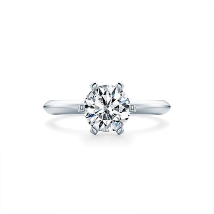 White Gold Classic Six Prong Setting Adjustable Moissanite Ring