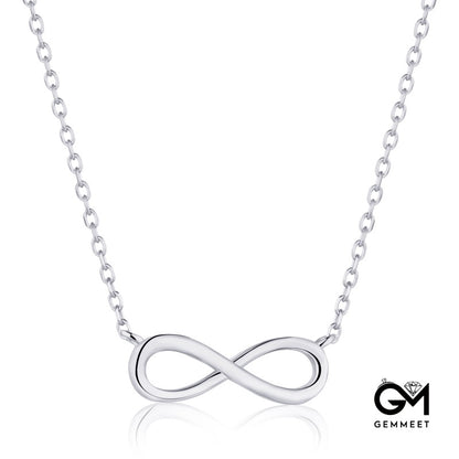 S925 Sterling Silver Glossy Number 8 Necklace