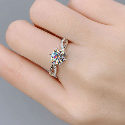 White Gold Rose Shape Moissanite Ring