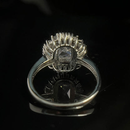 White Gold Emerald Cut Full Stones Ring