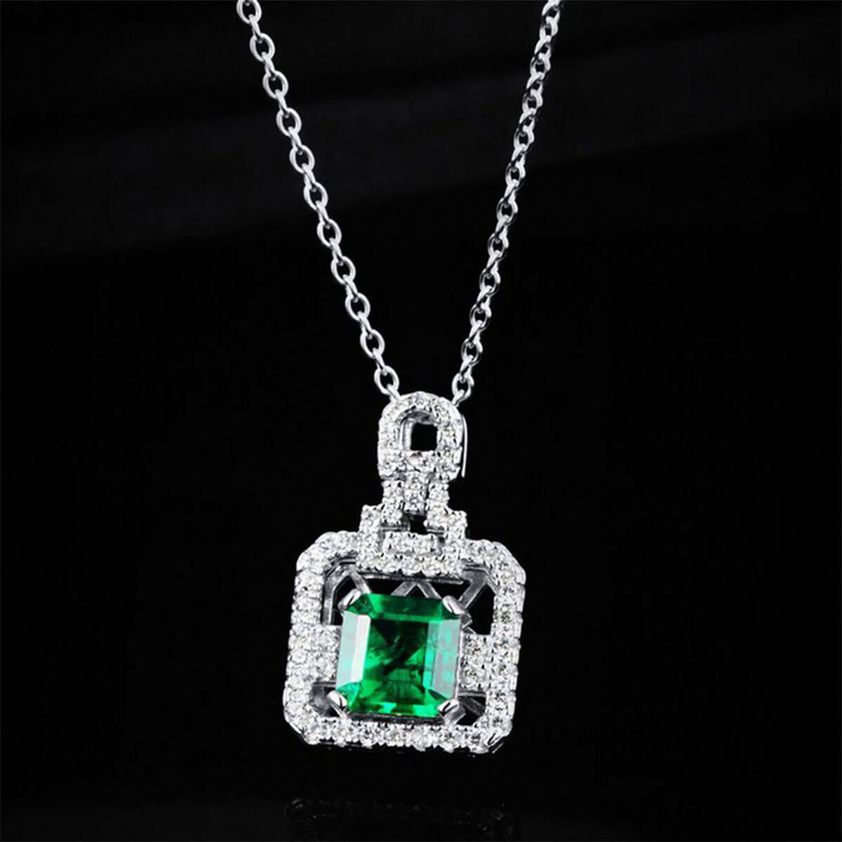 Hollow Briefcase Shape Full Stones Pendant Chain