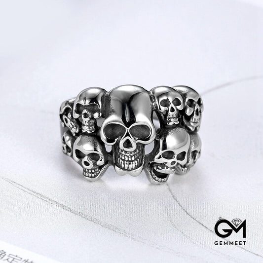 Stainless Steel Multiple Skull Rings