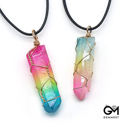 Rainbow Column Colorful Irregular Crystal Pendant