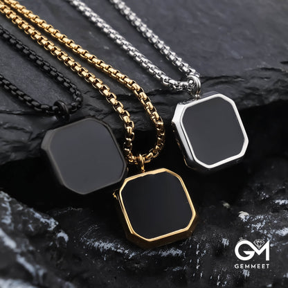 Black Square Pendant Necklace