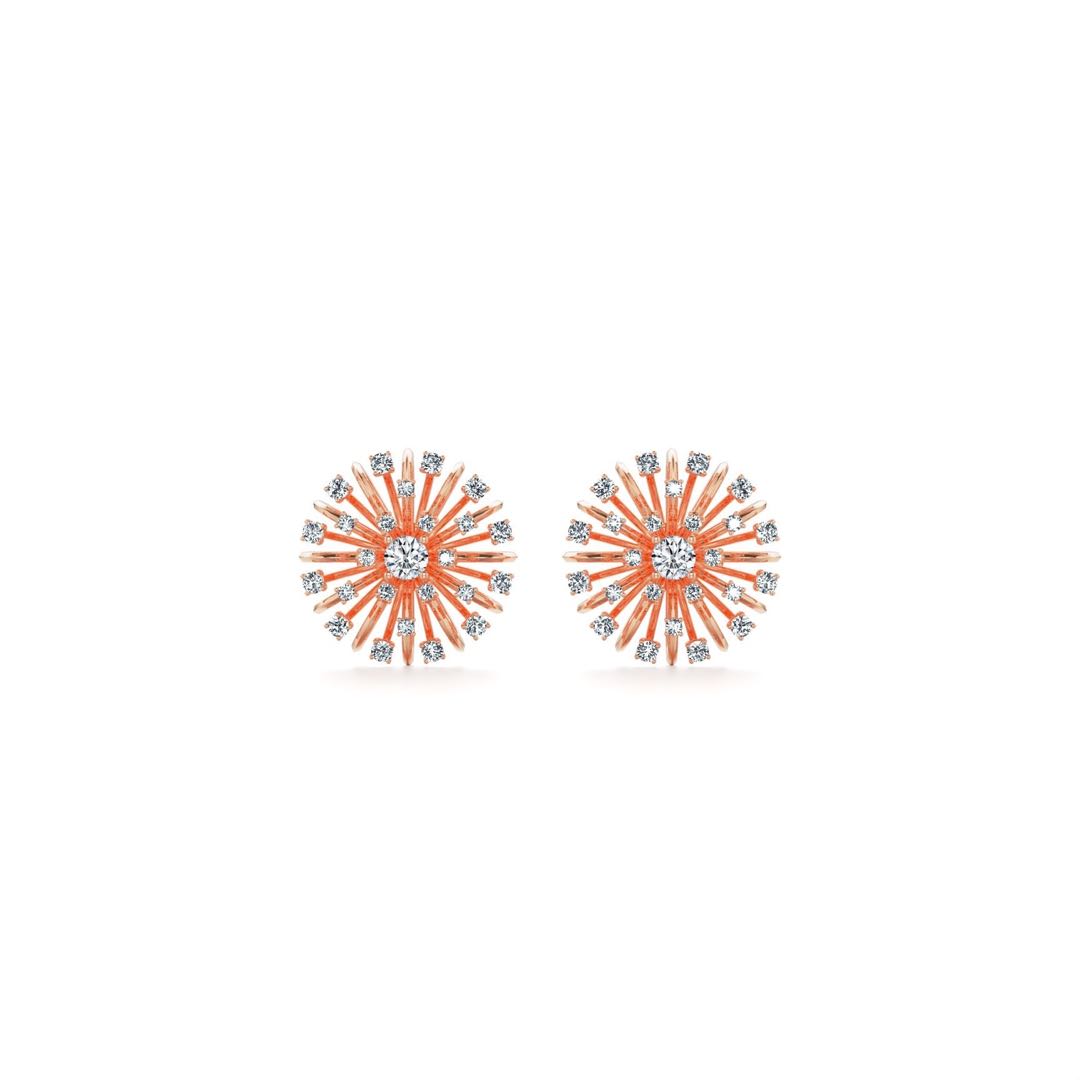 Rose Gold Sun Flower Moissanite Stud Earrings