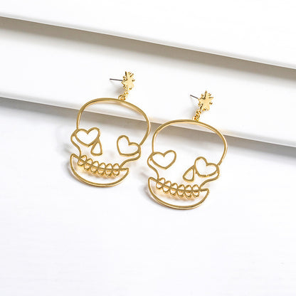 Halloween New Fashion Personality Metal Skull Earrings Cute Funny Temperament Earrings