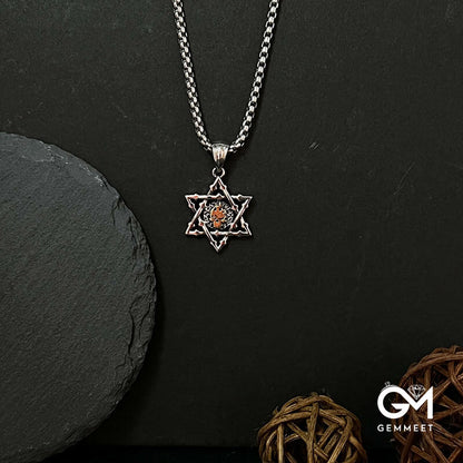 Gold Skull Hexagon Star Pendant Necklace