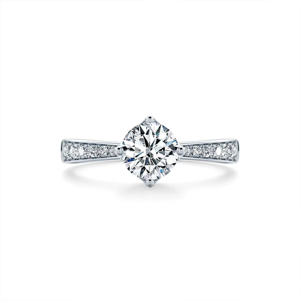 White Gold Channel Setting Full Stones Adjustable Moissanite Ring