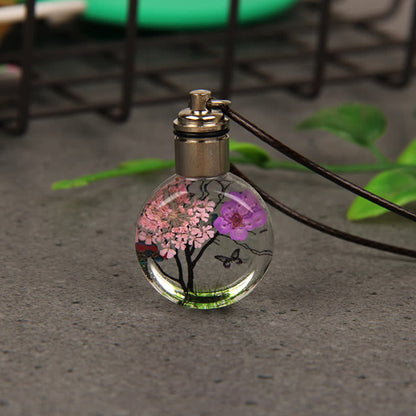 Dried Flowers Gypsophila Glowing Resin Necklace