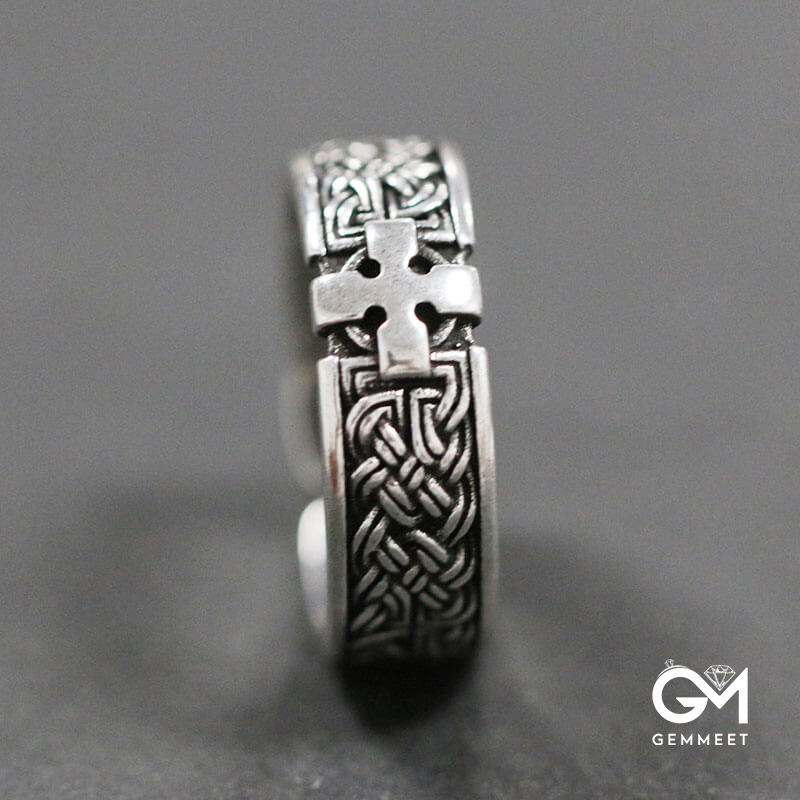 Retro Men's Quad Celtic Knot Cross Ring