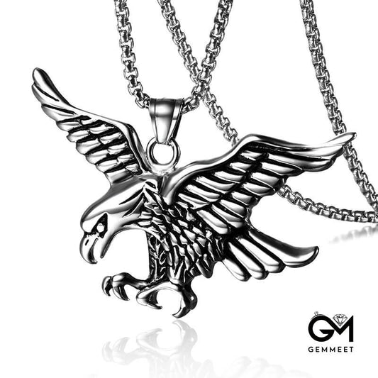 Titanium Steel Eagle Wings Plated Gold Necklace