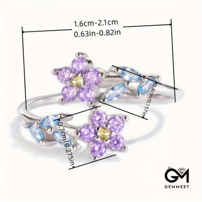 "Forget me nots" - Exquisite Sparkling Colorful Zircon Fower Ring