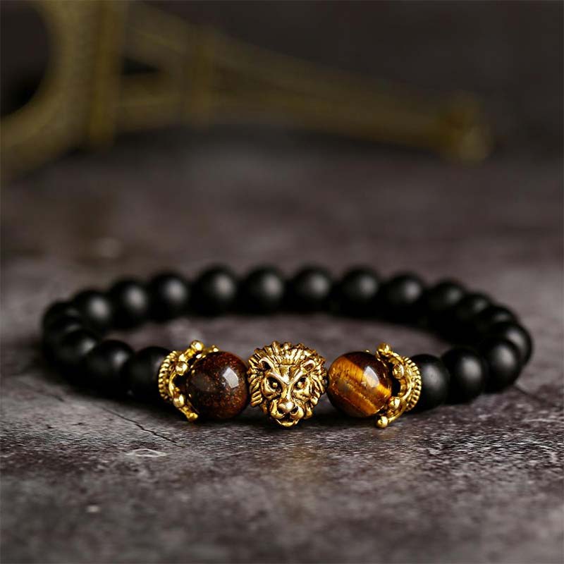 Natural Crystal Stone Lion Symbol Bracelet