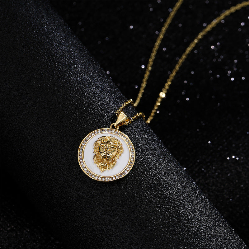 Lion Totem Disc Pendant Necklace