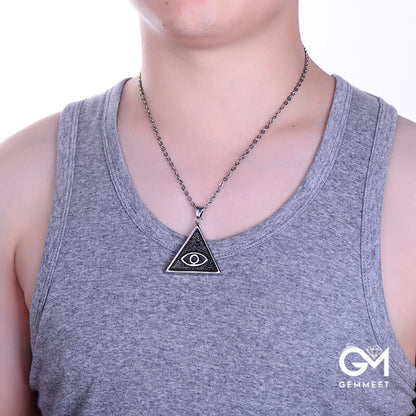 Titanium Steel Horus Eye of God Triangle Necklace