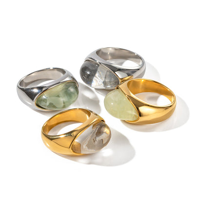 Oval Cut Stones Chunky Signet Ring