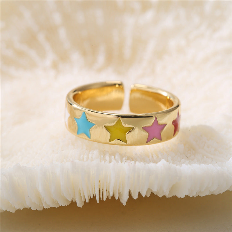 Coloful Star Totem Band Ring