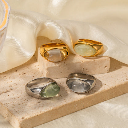 Oval Cut Stones Chunky Signet Ring