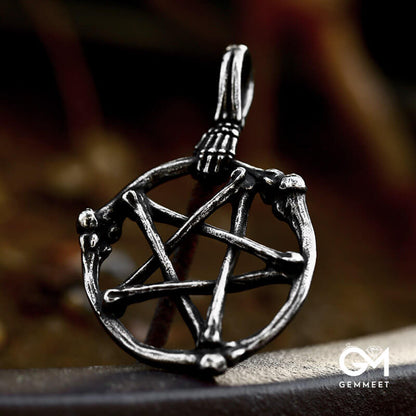 Five-pointed Stainless Steel Skeleton Bone Pendant