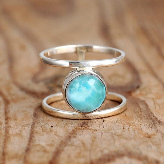 Preorder: 2 Layers Larimar Boho Ring