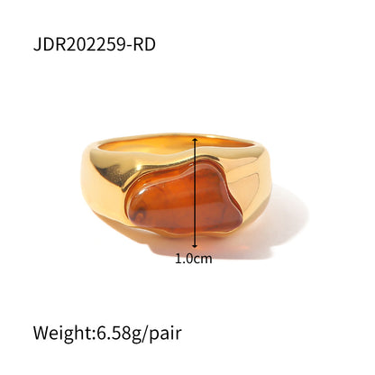 Stainless Steel Colored Natural Stone Ring