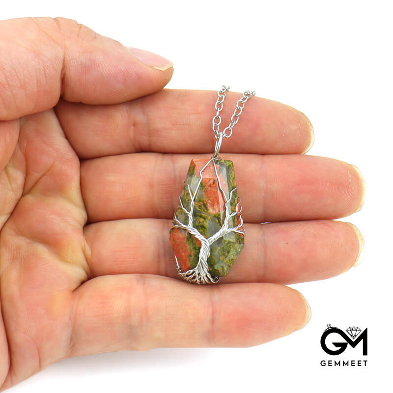 Octahedral  Crystal Tree of Life Necklace