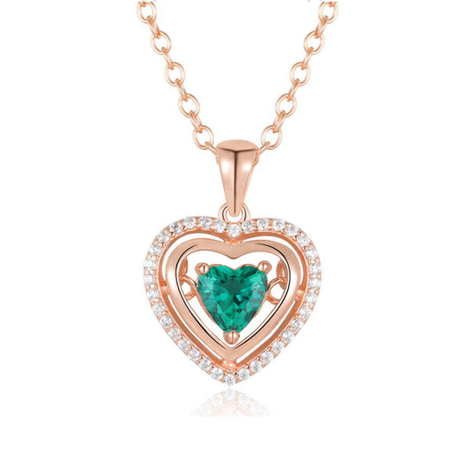 Golden Halo Heart Beating Emerald Pendant Chain
